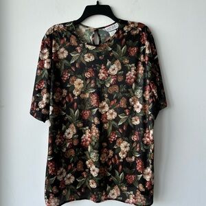VTG Jessica Michelle Blouse Floral Short Sleeve Sheer Women 22W Cottagecore Boho